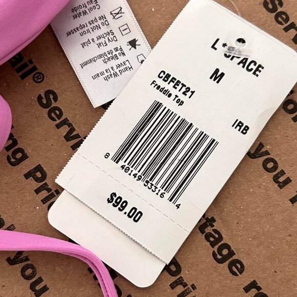 L*Space Freddie keyhole colorblock purple blue halter bikini top medium new - Picture 5 of 5